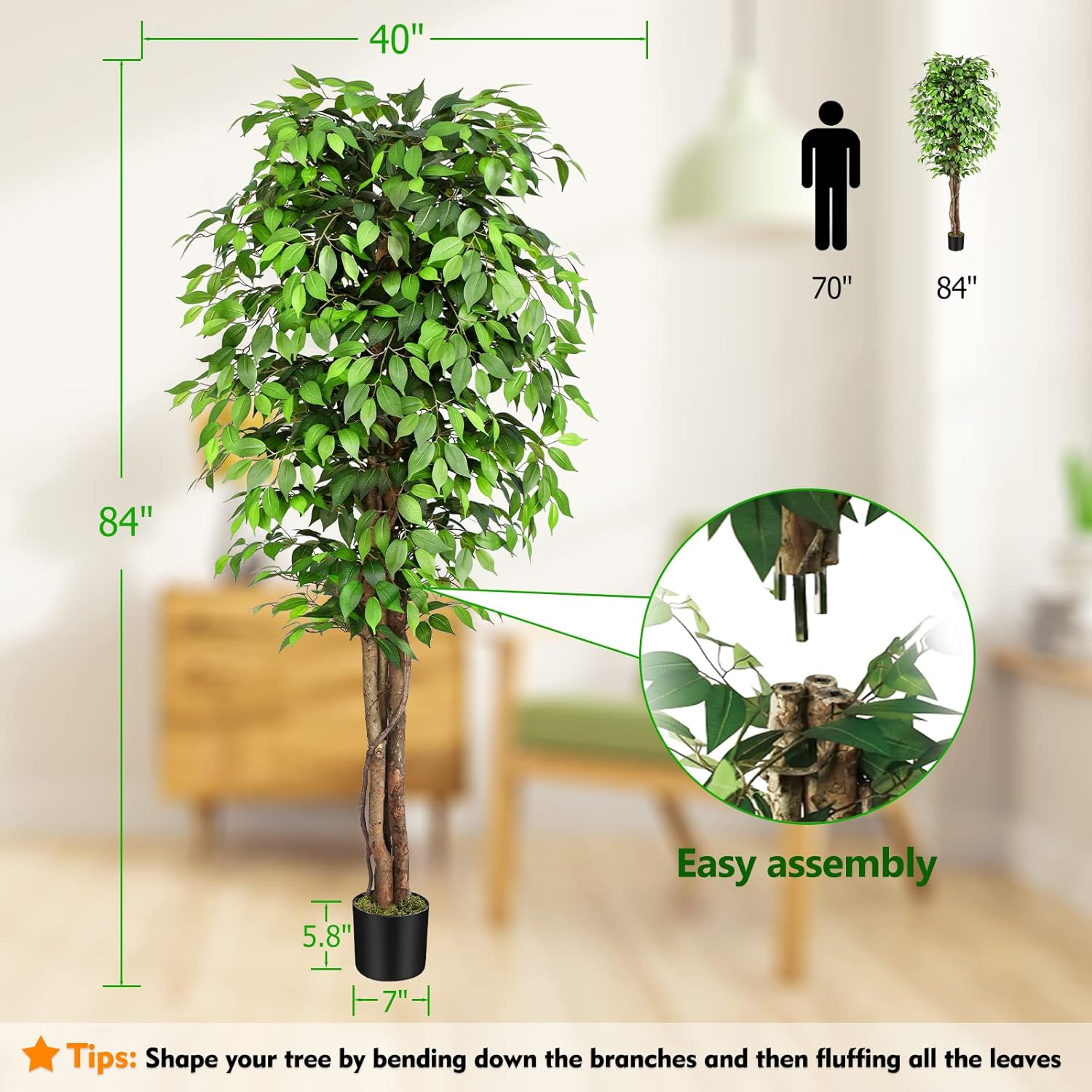 Cây sung nhân tạo trông như câ - đánh giá và giá Ficus Lyrata Tree
